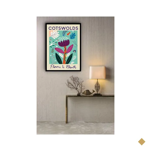 Quadro Decorativo Cotswolds Flower Market - 70x50cm:moldura Preta