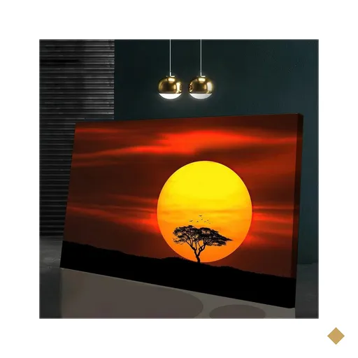 Quadro Entardecer Na Savana Africana:120x80 cm/PRETA