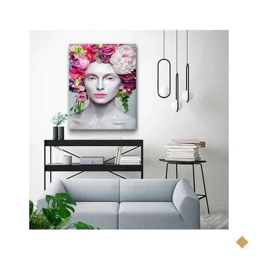 Quadro Arte Conceito Beautiful Flower Queen C- Moldura Prata Tamanho:90 X 60 Cm