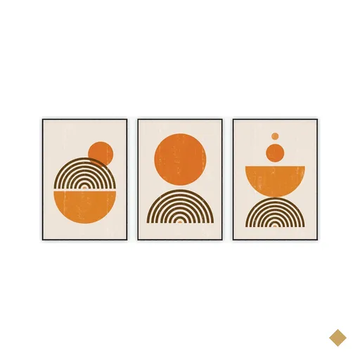 kit com 3 Quadros Decorativos Abstratos com Moldura e Vidro para Sala Quarto…