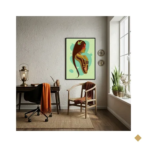 Quadro Decorativo Cabocla Jupira - 70x50cm:moldura Preta
