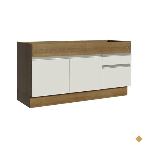 Balcão de Pia Armário de Cozinha 150 cm 2 Portas e 2 Gavetas (Sem Tampo e…