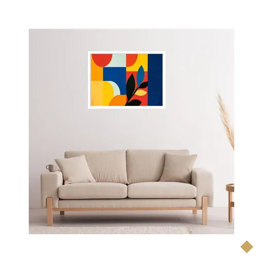 Quadro Decorativo Formas Ramo Geométrico Abstrato 50x70cm:moldura Preta