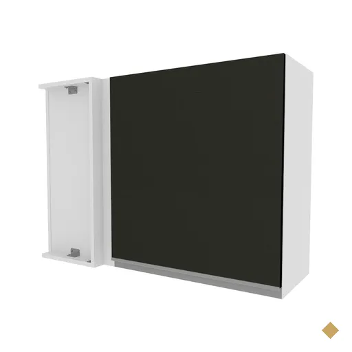 Armário de Cozinha Aéreo de Canto 1 Porta Branco/Preto Glamy Madesa