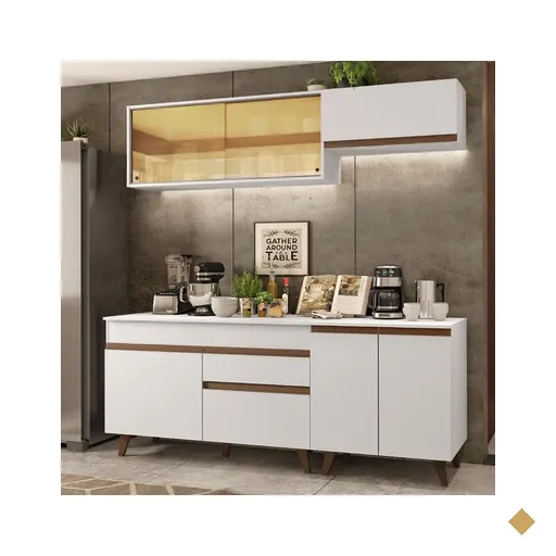 Cozinha Completa Madesa Reims 190001 com Armário e Balcão - Branco