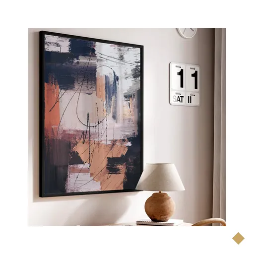 Quadro Decorativo Abstrato Pincelada Rustic em Moldura Caixa Tacolado Moldura…