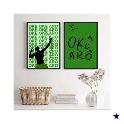 Conjunto 2 Quadros Decorativos Oxóssi okê arô 33x24cm - com Vidro:madeira…