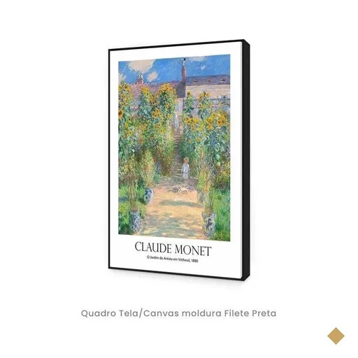 Quadro "o Jardim do Artista Véthehuil, 1880" de Monet Moldura Filete P2x60cm