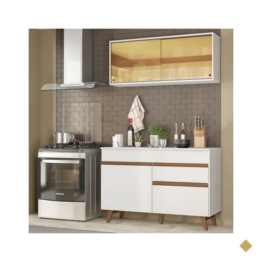 Cozinha Compacta Madesa Reims 120001 com Armário e Balcão - Branco