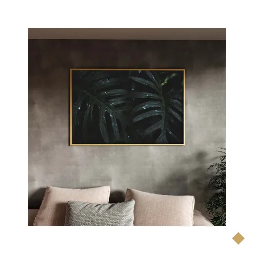 Quadro Decorativo Tela Canvas Folhas e Flores Leaves Com Moldura Dourada -…