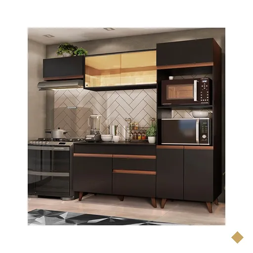 Cozinha Completa Madesa Reims XA260001 com Armário e Balcão - Preto