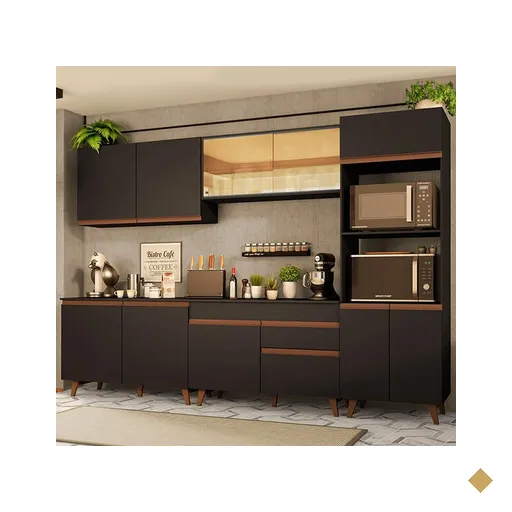 Cozinha Completa Madesa Reims 310001 com Armário e Balcão - Preto