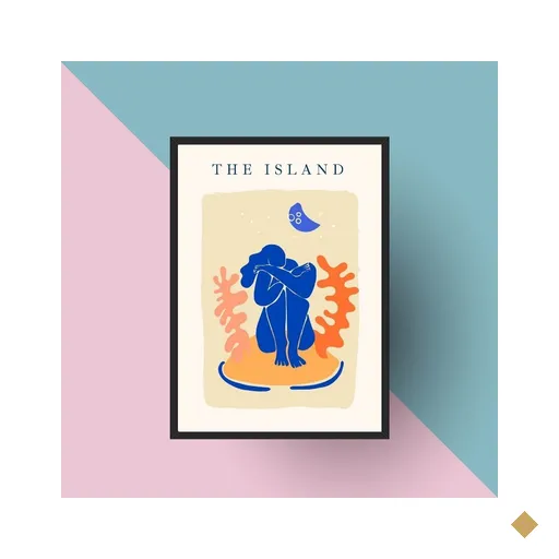 Quadro Arte Matisse - The Island 45x34cm:moldura Preta