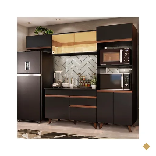 Cozinha Completa Madesa Reims 260001 com Armário e Balcão - Preto