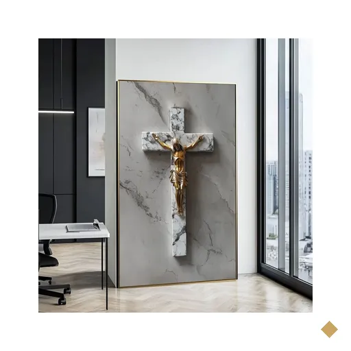 Quadro Crucifixo Jesus: Moldura Dourada/ 60x90