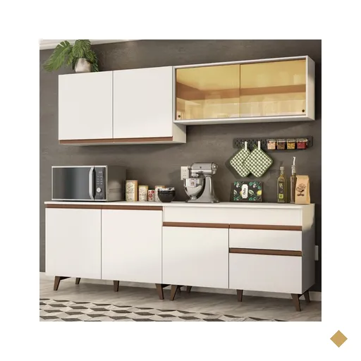 Cozinha Completa Madesa Reims 240001 com Armário e Balcão - Branco