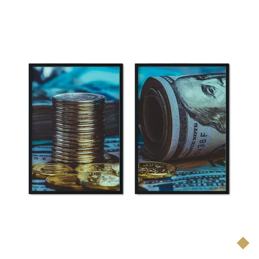 Quadro Com Vidro Money Dollar Businees Negócios Sala Quarto Escritório