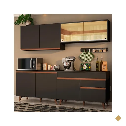 Cozinha Completa Madesa Reims 240001 com Armário e Balcão - Preto