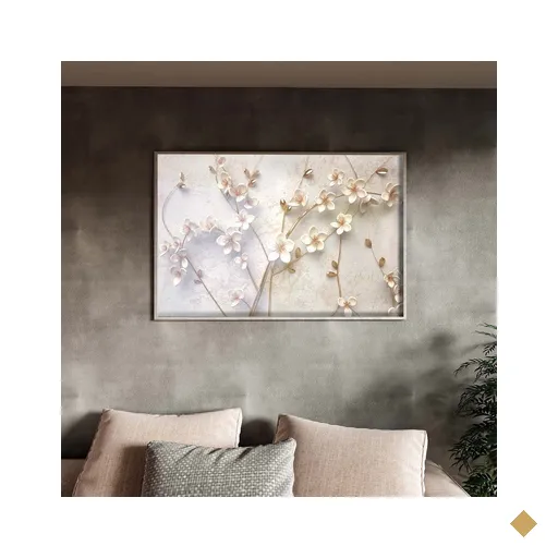 Quadro Decorativo Tela Canvas Folhas e Flores Galhos Florais Com Moldura e…