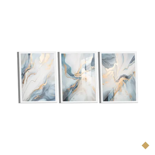 Conjunto de Quadros Trio Abstract Blue Gold -- BR ARTES