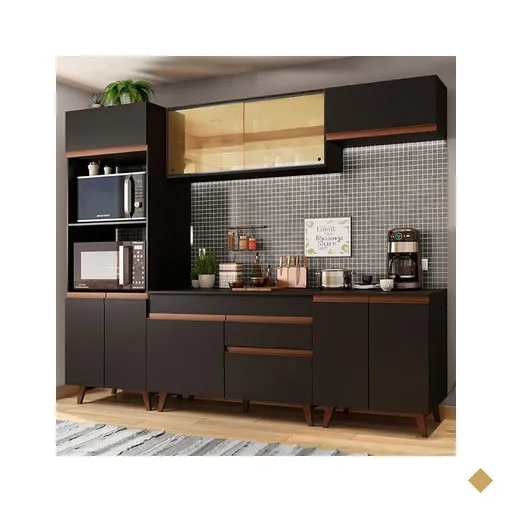 Cozinha Completa Madesa Reims 260002 com Armário e Balcão - Preto