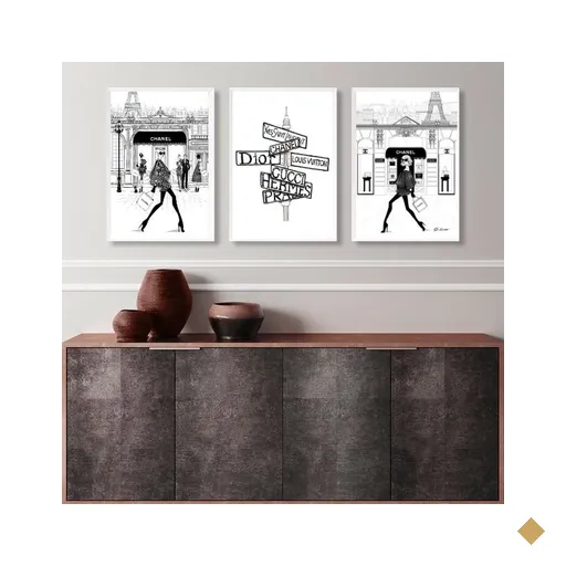Kit 3 Quadros Decorativos Mulheres Moda Fashion- Placas 24x18cm - com…