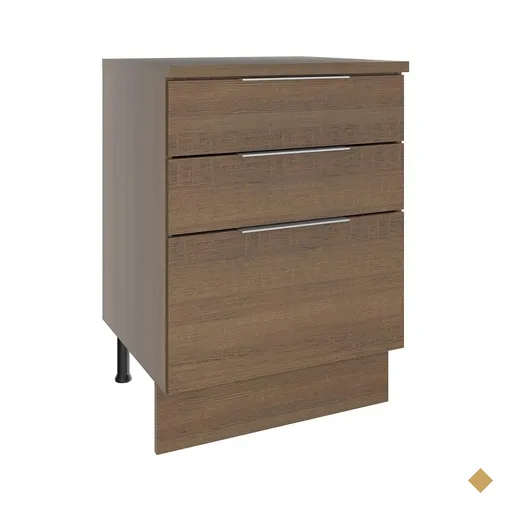 Balcão Madesa Stella 60 cm 3 Gavetas - Rustic
