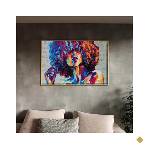 Quadro Decorativo Tela Canvas Conceito Afropop com Moldura Dourada - 180x135 Cm