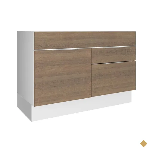 Balcão de Pia Madesa Stella 1 Porta e 2 Gavetas - Branco/Rustic