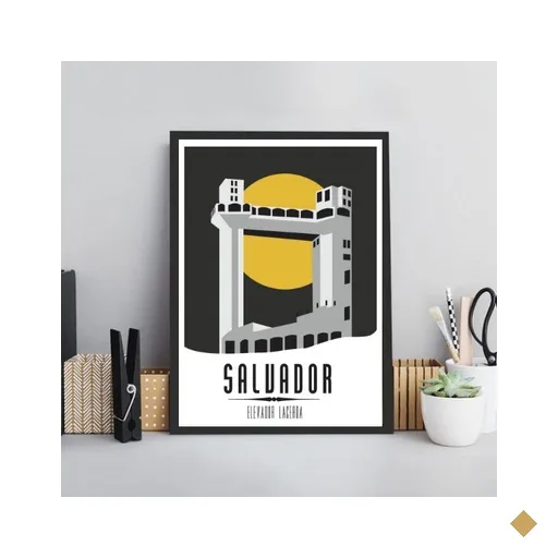 Quadro Elevador Lacerda - Salvador 24x18cm:madeira Preta