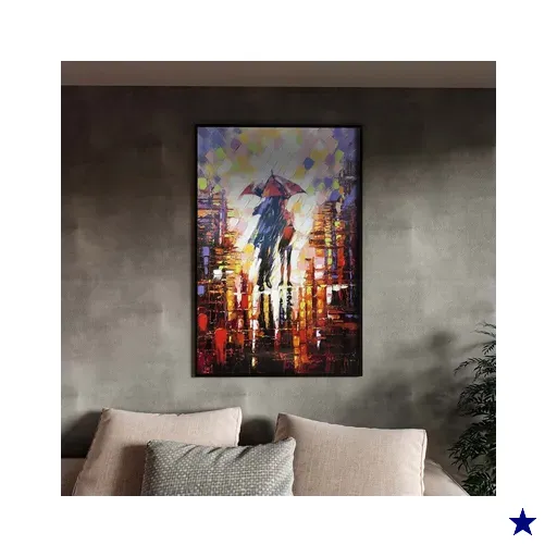 Quadro Decorativo Tela Canvas Abstrato Dias De Chuva Com Moldura e Vidro Preto…