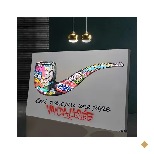 Quadro Cachimbo Vandalisée Street Art:90x60 cm/BRANCA