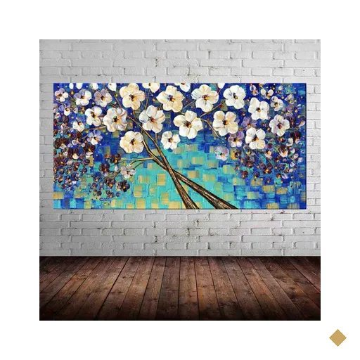 Quadro Pintura Tela Arvores e Flores Modernas Em Altos Relevos 2091: 100cm (A)…