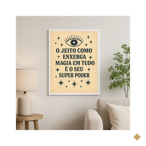 Quadro Decorativo Místico - Magia Super Poder 24x18cm - com Vidro:moldura Preta