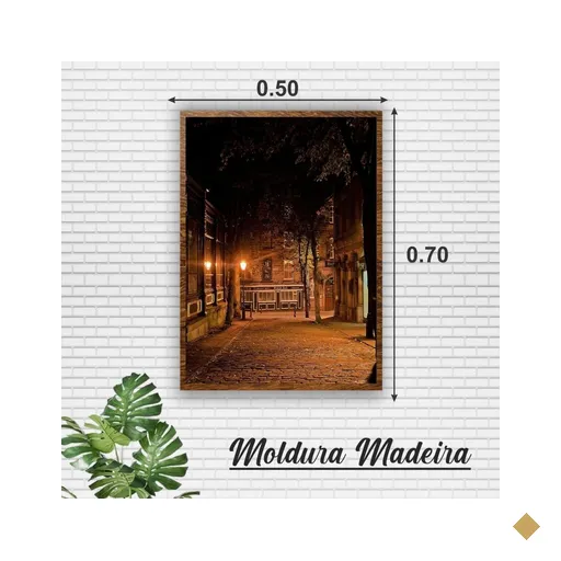Quadro rua de bairro 70x50 - Madeira