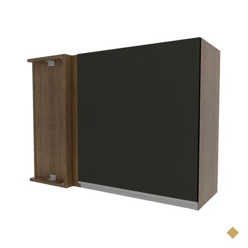 Armário de Cozinha Aéreo de Canto 1 Porta Rustic/Preto Glamy Madesa
