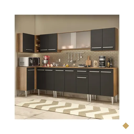 Cozinha Completa de Canto Madesa Emilly Jazz com Armário Vidro Miniboreal e…