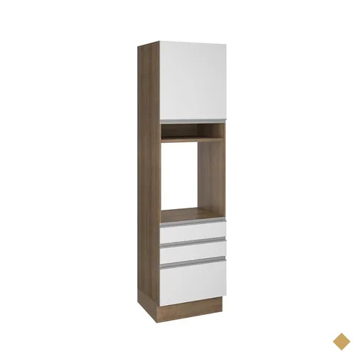 Torre Quente Armário de Cozinha 60 cm 1 Porta 3 Gavetas Rustic/Branco Glamy…