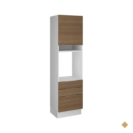 Torre Quente Madesa Stella 60 cm 1 Porta 3 Gavetas - Branco/Rustic