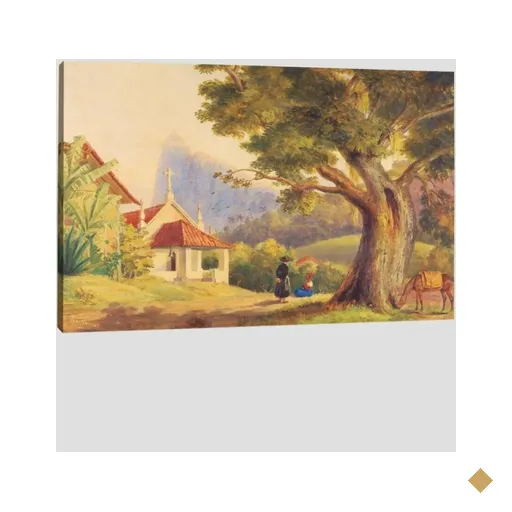 Quadro Debret Atrás Do Corcovado Tela No Chassi 63X42Cm