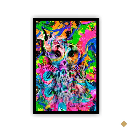 Quadro colorido com moldura preta e vidro Arte street Símbolo de sabedoria…