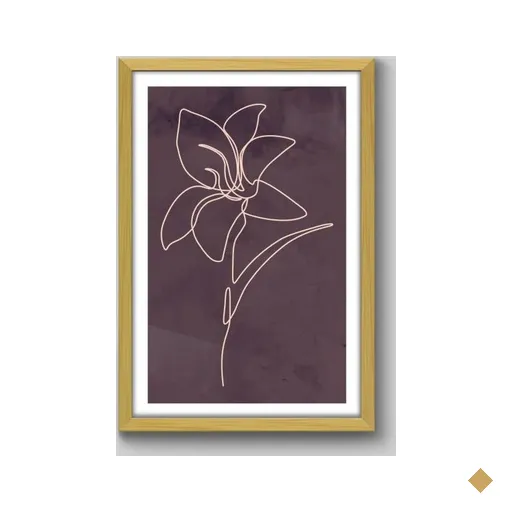 Quadro Floral Minimalista A1 - 60x40cm - Moldura Padrão Madeira
