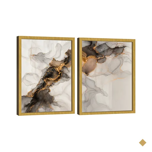 Quadro Decorativo Duo Abstrato Mármore Moderno