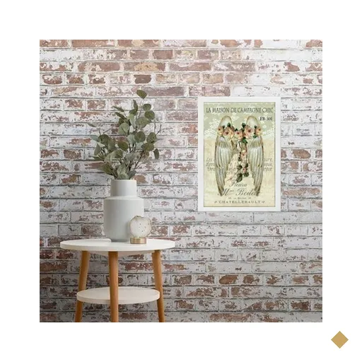Quadro Decorativo Asas com Flores Vintage 45x34cm - com Vidro:madeira Preta