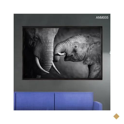 Quadro Decorativo - Familia de Elefante Preto e Branco Anm005 - Canvas 40x60cm