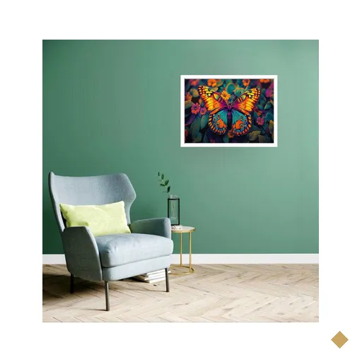 Quadro Decorativo Borboleta Floral - 50x70cm:moldura Branca
