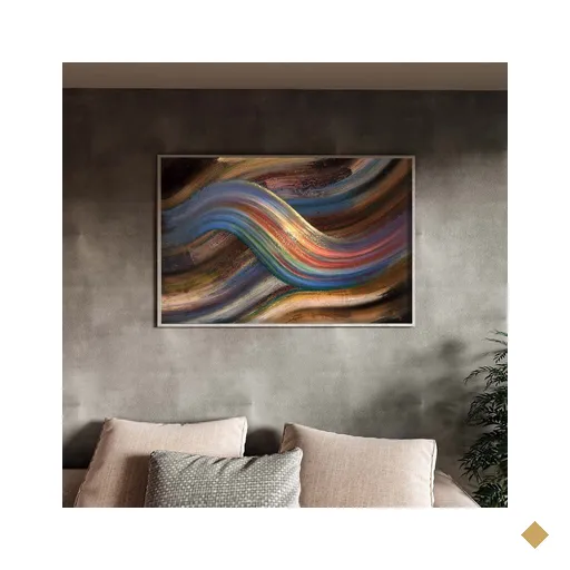 Quadro Decorativo Tela Canvas Abstrato Linhas Douradas Sobrepostas com Moldura…