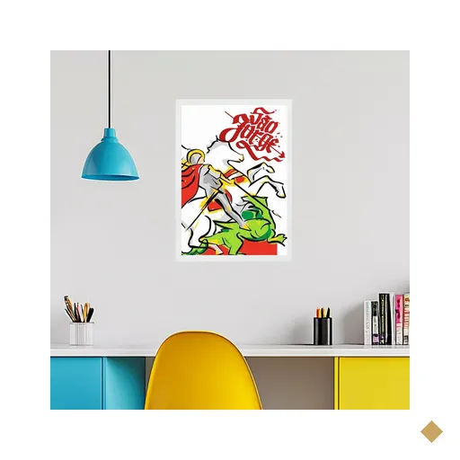 Quadro Decorativo São Jorge Abstrato 45x34cm - com Vidro:moldura Preta