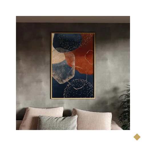 Quadro Decorativo Tela Canvas Abstrato Requiem Com Moldura Dourada - 120x80 cm