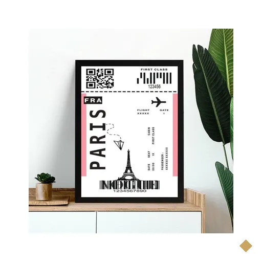 Quadro Decorativo Passagem para Paris 45x34cm - com Vidro:moldura Branca